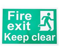 Scan Self-adhesive PVC Fire Exit Keep Clear Sign SCA1513 White 300 x 200mm