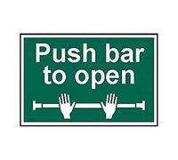 Scan Safety Sign 1523 - Push Bar To Open - PVC Self-Adhesive 300 x 200 mm White