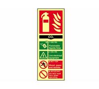 Scan Fire Extinguisher Sign SCA1592 - CO2 Photoluminescent, Self-Adhesive PVC - 75 x 200 mm