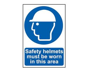 Scan SCA4000 Self adhesive PVC sign - Safety helmets must be worn in this area - 400 x 600mm