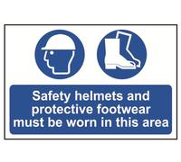 Scan 4001 Safety Helmets & Footwear To Be Worn - Pvc Sign 600 X 400Mm