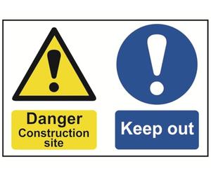 Scan SCA4005 Self adhesive PVC sign - Danger Construction site Keep out - 600 x 400mm
