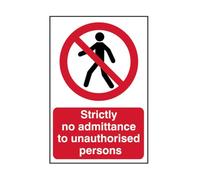 Scan SCA4052 Self adhesive PVC sign - Strictly no admittance to unauthorised persons - 400 x 600mm