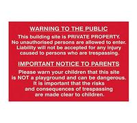 Scan Building Site Warning to Public & Parents - PVC Sign 600 x 400mm SCA4251