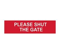 Scan SCA5250 Self adhesive PVC sign - Please shut the gate - 200 x 50mm, White