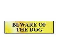 Scan 6050 Beware Of The Dog - Polished Brass Effect 200 X 50Mm