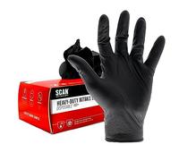 Scan SCAGLODNHDM Heavy-Duty Nitrile Gloves Disposable Black Medium 100 Pack