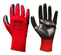 Scan SCAGLONITBXX Nitrile Coated Knitted Gloves - Red 13G - Size 11
