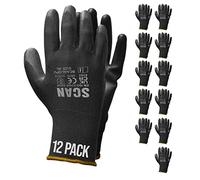 Scan PU Coated Work Gloves Black L Pack of 12