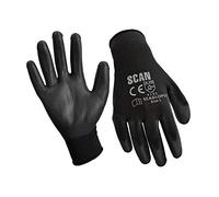 Scan Black PU Coated Gloves - L (Size 9) (240 Pairs) SCAGLOPU240