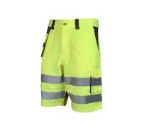 Scan Hi-Vis Holster Shorts Yellow - Polyester/Cotton High Visibility Work Shorts with Holster & Cargo Pockets, Reflective Tape & Elasticated Waist, EN ISO 20471 Class 2 - Size XL, W37-38in