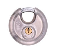 Scan Stainless Steel Disk Type Padlock 70mm in Silver Scan Silver