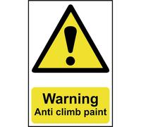 Scan PVC Sign 1113 – Warning: Anti-Climb Paint – Self-Adhesive – 200 x 300 mm – White