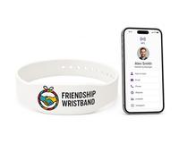 ScanAndBuyWall Friendship & Networking NFC Wristband for Teens and Events - Adjustable Skin-Safe Silicone Bracelet - Store Contact or Personal Information for Networking, Community & Business Use