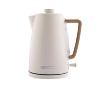 Hamilton Beach Electric Kettle, Scandi 1.7L, Boil Dry Protection, Auto Shut Off, Water Level Window, Stay Cool Handle, Ergonomic Grip, Matte Cream with Wood Effect - HBK01MC