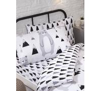 Scandi Bear Forest Junior Toddler Bed Fitted Sheet And Pillowcase Set