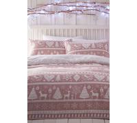 Scandi Brushed Cotton Duvet Cover Set Portfolio Home Pink Double