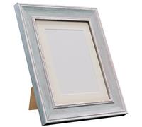 Scandi Distressed Blue Picture Photo Frame with Ivory mount 8 x 8 For Image size 5 x 5 Inch
