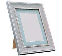 Scandi Distressed Blue Picture Photo Frame with Light Grey Mount 8 x 6 For Image size 6 x 4 Inch