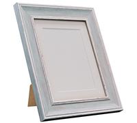 FRAMES BY POST Scandi Distressed Blue Picture Photo Frame with White mount 7 x 5 For Image size 5 x 3.5 Inch