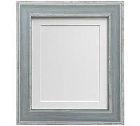 Scandi Distressed Blue Picture Photo Frame with White mount A3 For Image size A4