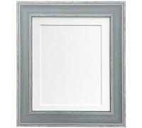 scandi Distressed Blue Picture Photo frame with White Mount and Backing Board 9 x 7 For Image size 7 x 5 inch