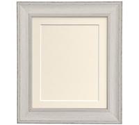 Scandi Distressed Pale Grey Picture Photo frame with Ivory Mount and Backing Board 10 x 8 For Image Size 8 x 6 inch
