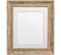 Scandi Distressed Wood Picture Photo Frame with Ivory Mount A1 Image Size A2