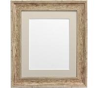 Scandi Distressed Wood Picture Photo Frame With Light Grey Mount 60 x 80 cm Image Size 50 x 70 cm