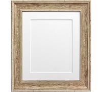 Scandi Distressed Wood Picture Photo Frame with White Mount A1 Image Size A2