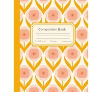 Scandi Flower Composition Book | College Ruled, 110 Lined Pages, 7.5 x 9.25 inches, Pink and Orange, For Students, Office, Personal Notetaking