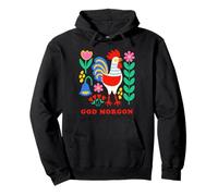 Scandi Folk Art Rooster God Morgon Chicken Farm Pullover Hoodie