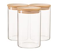 Scandi Glass Storage Jars with Wooden Lids 1 Litre Pack of 3 Argon Tableware Clear One Size