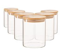 Scandi Glass Storage Jars with Wooden Lids 750ml Pack of 6 Argon Tableware Clear One Size
