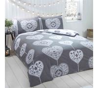 100% Brushed Cotton Scandinavian Christmas Love Hearts Duvet Cover Bedding Set