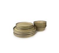 Scandi Home 12 piece Oslo Oatmeal Reactive Glaze Tableware Set in Beige Scandi Home Beige
