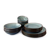 Scandi Home 16 Piece Stavanger Blue Reactive Glaze Ceramic Tableware Set