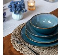 Scandi Home 16 Piece Stavanger Blue Reactive Glaze Tableware Set
