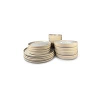 Scandi Home 16 piece Stockholm Oatmeal Reactive Glaze Tableware Set in Cream Scandi Home Cream