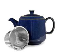 Scandi Home Frederiksberg Navy Blue Reactive Glaze Ceramic Teapot 1 Litre | Stainless Steel Infuser | Loose Leaf Tea | Artisan Nordic Teapot Gift
