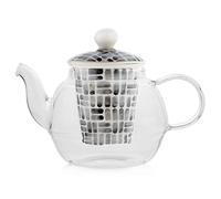 Scandi Home Glass Teapot 600ml with Removable Grey Ceramic Infuser Set for 2 Cups Stovetop & Microwave Safe for Loose Tea & Coffee