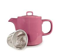 Scandi Home Oslo 1L Ceramic Teapot with Stainless Steel Infuser - Bold Pink Reactive Glaze Finish, Loose Leaf or Teabag Brewer, Non-Drip Spout, Dishwasher Safe, Modern Scandi Style