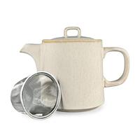 Scandi Home Oslo 1L Ceramic Teapot with Stainless Steel Infuser - Cream Reactive Glaze Finish, Stoneware Ceramic, Loose Leaf or Teabag Brewer, Non-Drip Spout, Dishwasher Safe, Nordic Style
