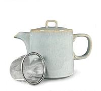 Scandi Home Oslo 1L Ceramic Teapot with Stainless Steel Infuser - Duck Egg Blue Reactive Glaze Finish, Loose Leaf or Teabag Brewer, Non-Drip Spout, Dishwasher Safe, Modern Scandi Style