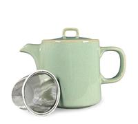 Scandi Home Oslo 1L Ceramic Teapot with Stainless Steel Infuser - Sage Green Reactive Glaze Finish, Stoneware Ceramic, Loose Leaf or Teabag Brewer, Non-Drip Spout, Dishwasher Safe