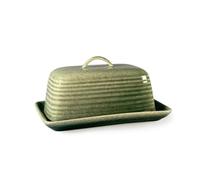 Scandi Home Reactive Glaze Paris Butter Dish - Stoneware Butter Keeper with Lid - Durable Ceramic Kitchen Storage for Standard Butter Blocks (Green, One Size)