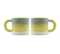 Scandi Home Set Of 2 480Ml Terra Fusion Green & Yellow Reactive Glazed Ceramic Mugs