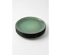 Scandi Home Set of 4 Rivah Green Stoneware Dinner Plates 27cm in Dark Green Scandi Home Dark Green
