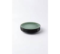 Scandi Home Set of 4 Rivah Green Stoneware Side Plates 20cm in Dark Green Scandi Home Dark Green