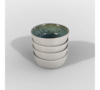 Scandi Home Set of 4 Stockholm 17cm Blue Reactive Glaze Ceramic Bowls in Mid Blue Scandi Home Mid Blue